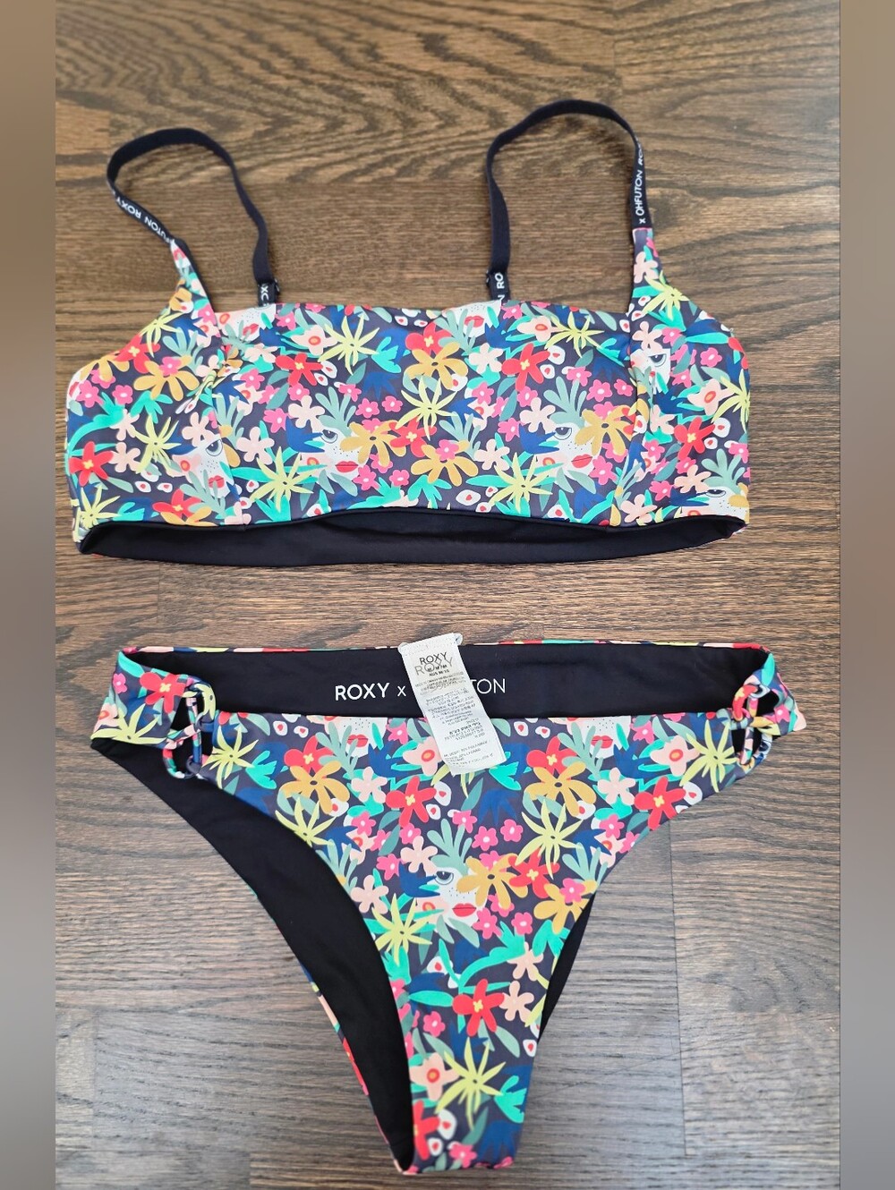 NWOT ROXY x OH FUTON Floral Bikini Set Size M